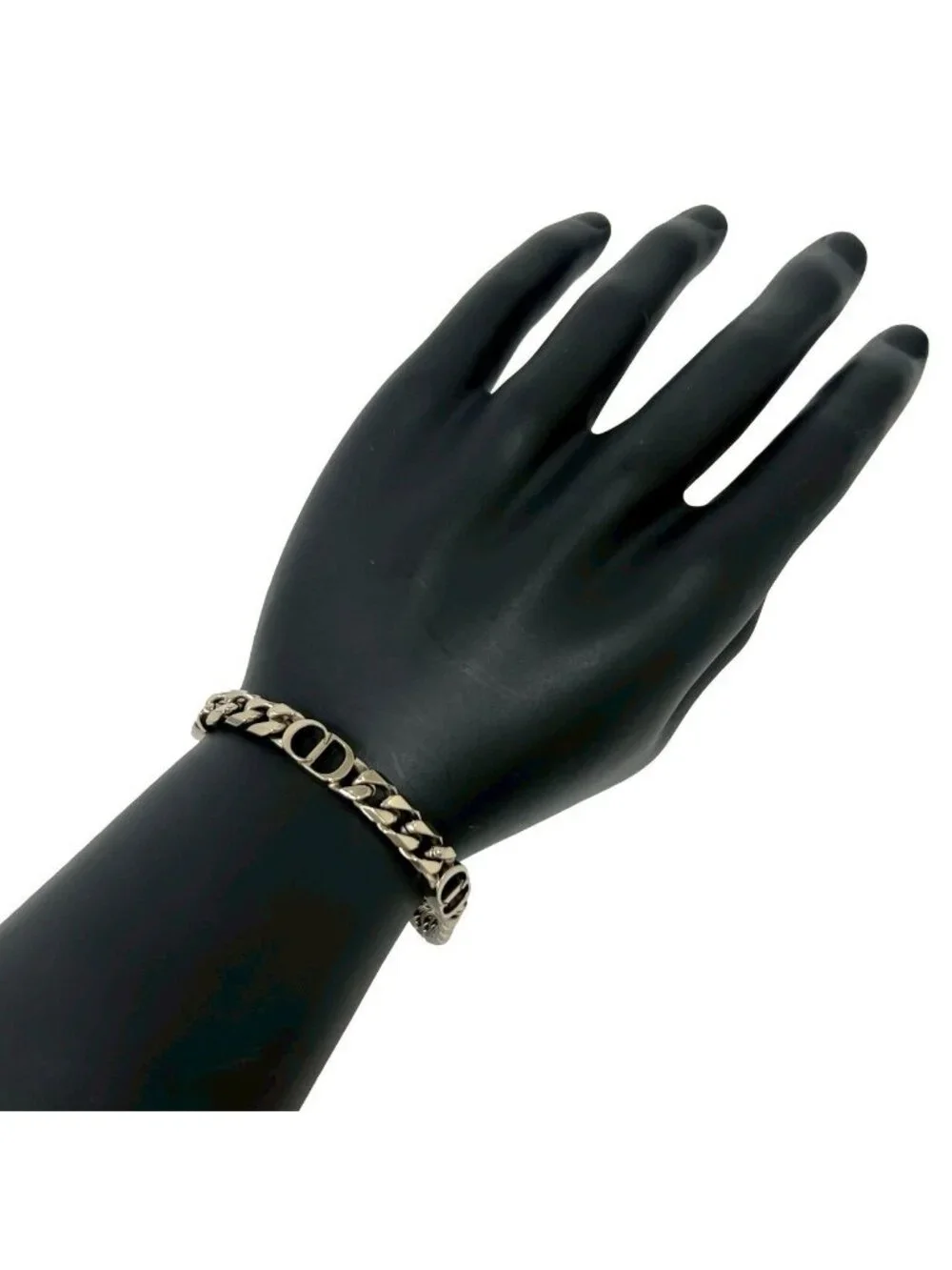 Dior CD Logo Motif Plated Chain Bracelet Bangle Silver - Picture 2 of 5